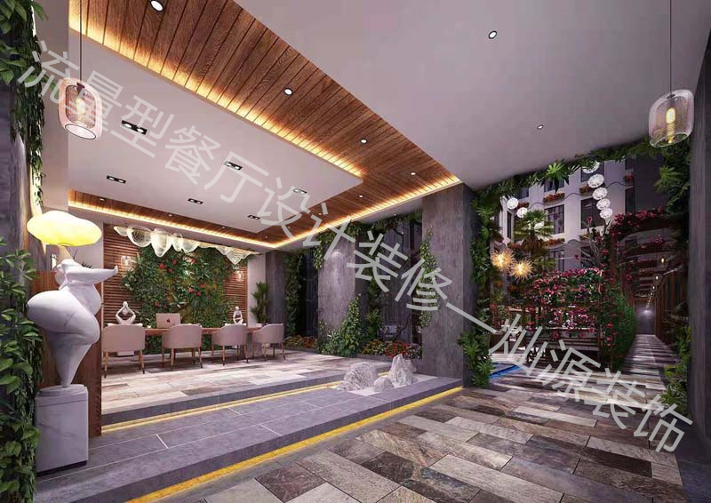 水泥工業風餐廳設計裝修效果圖&mdash;燦源裝飾